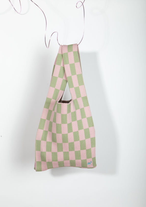 CHECKED MARKET BAG - STRAWBERRY&PISTACCHIO