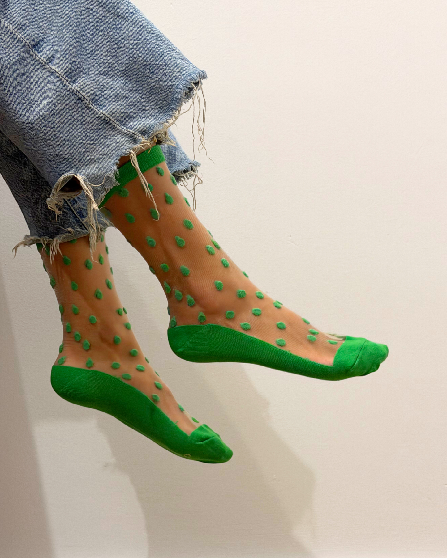 SHEER SOCKS - POLKA DOT GREEN