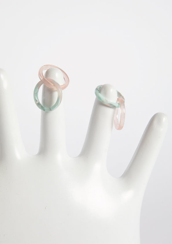 DOUBLE RING - PINK&MARBLEDBLUE