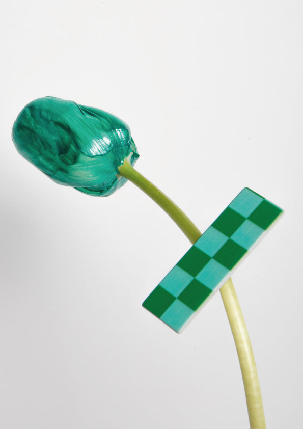 BIG CHECKED HAIR CLIP - GREEN