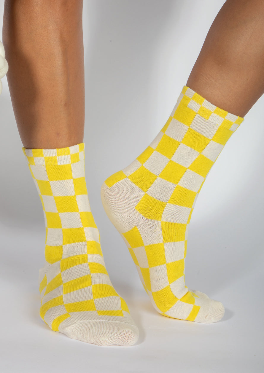 CHECKED SOCKS - YELLOW