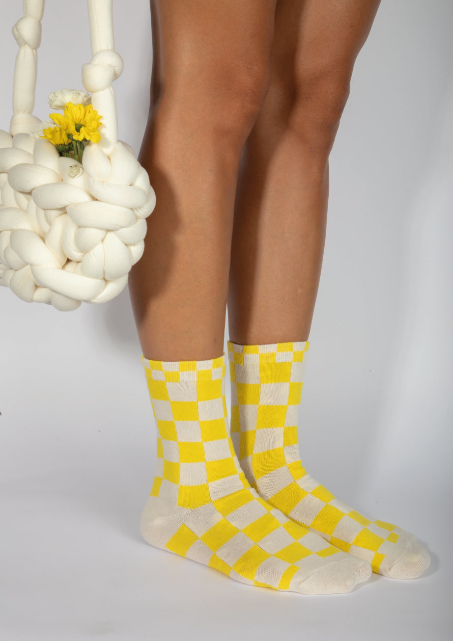 CHECKED SOCKS - YELLOW