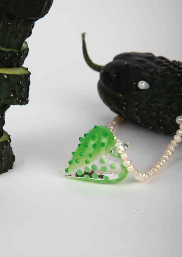 GLASS SUMMER HEART NECKLACE - GREEN