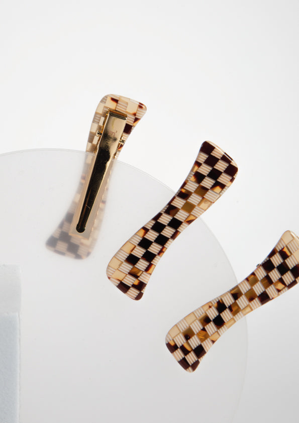 CHECKED HAIR CLIP - CAREY&WHITE