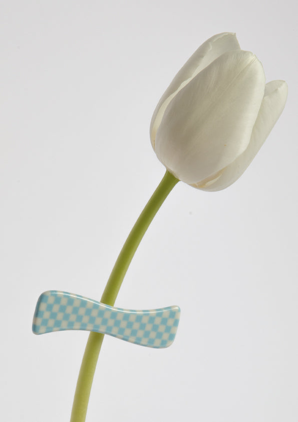CHECKED HAIR CLIP - BLUE&WHITE