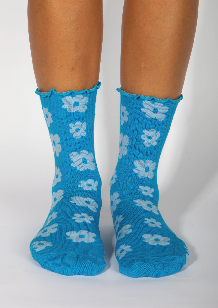 METRO FLOWERS SOCKS - BRIGHT BLUE