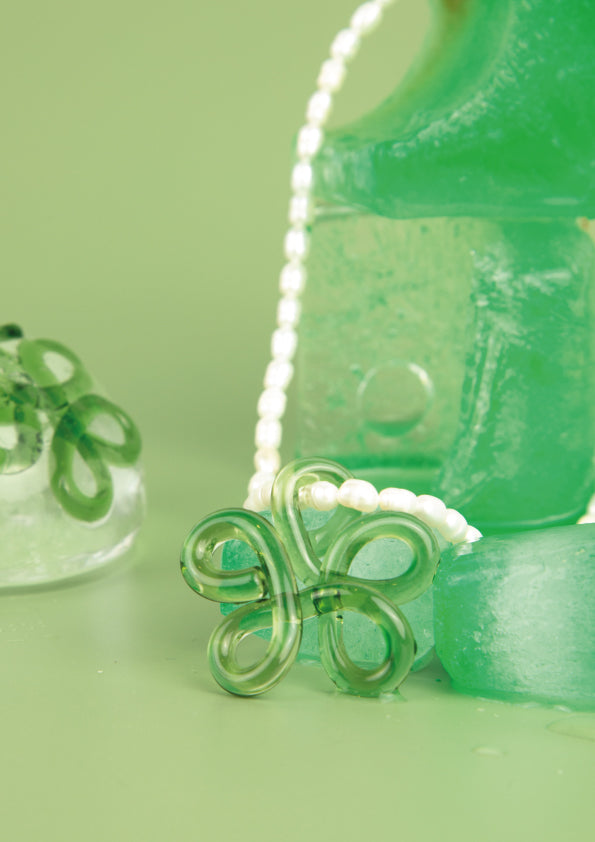 GLASS SUMMER FLOWER NECKLACE - GREEN