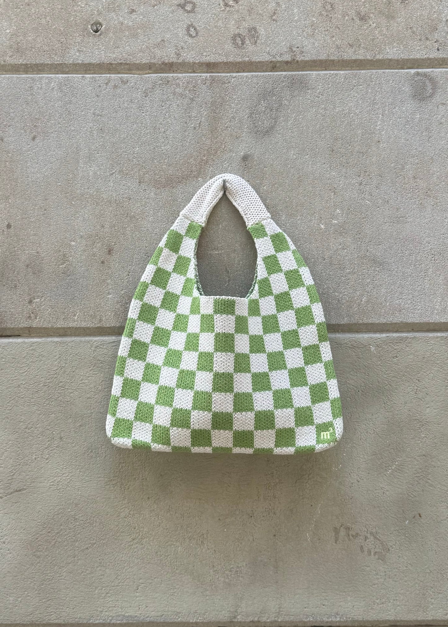 CHECKERED SHOULDER BAG - GREEN&CREAM