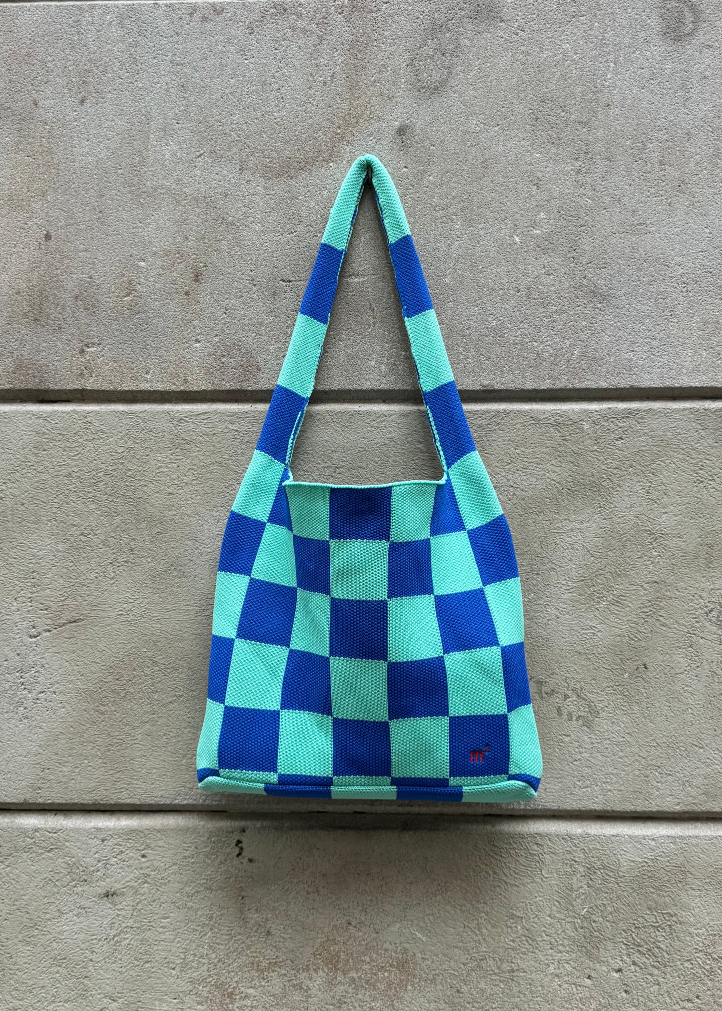 CHECKED SHOULDER BAG - AQUA&BLUE