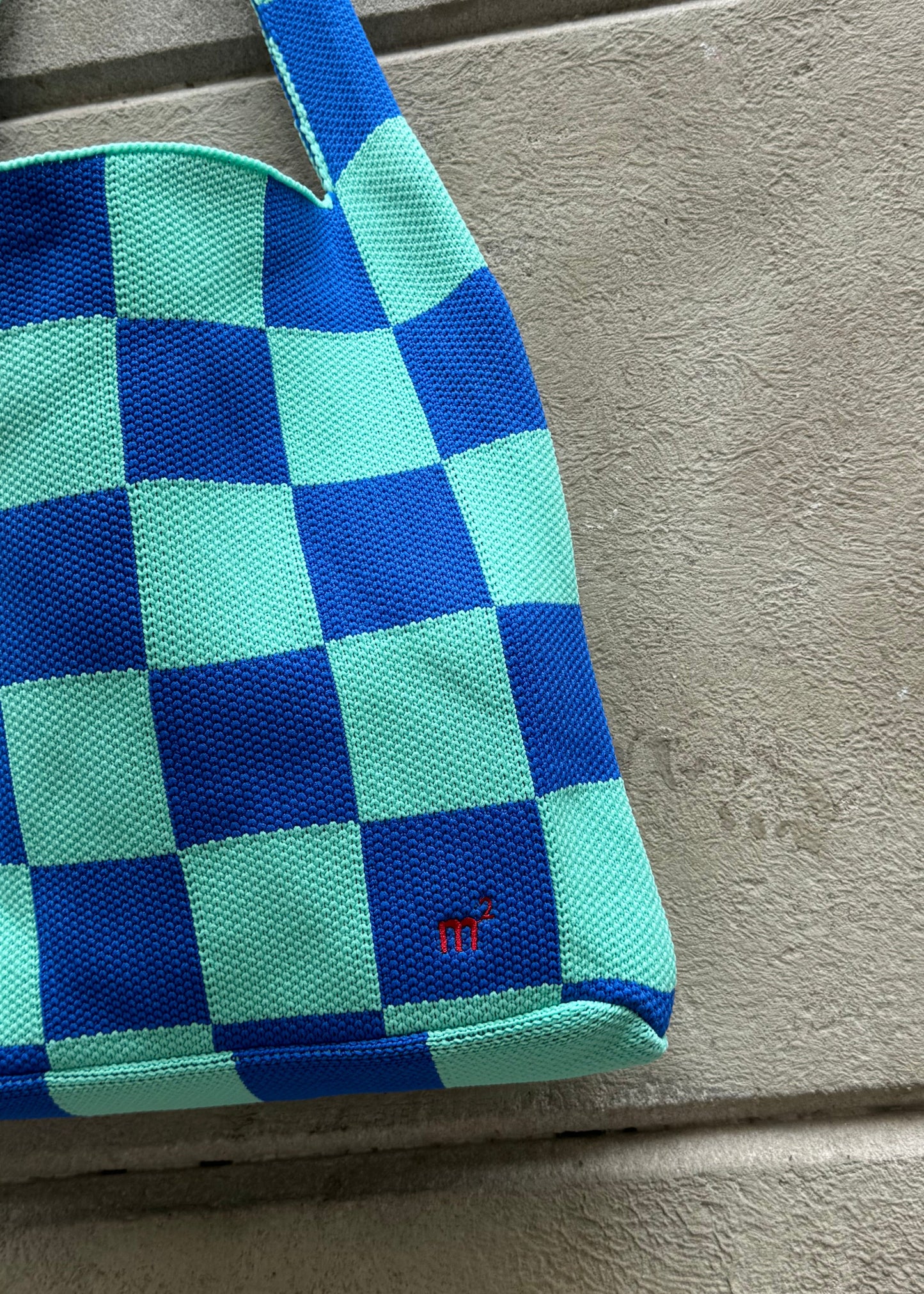 CHECKED SHOULDER BAG - AQUA&BLUE