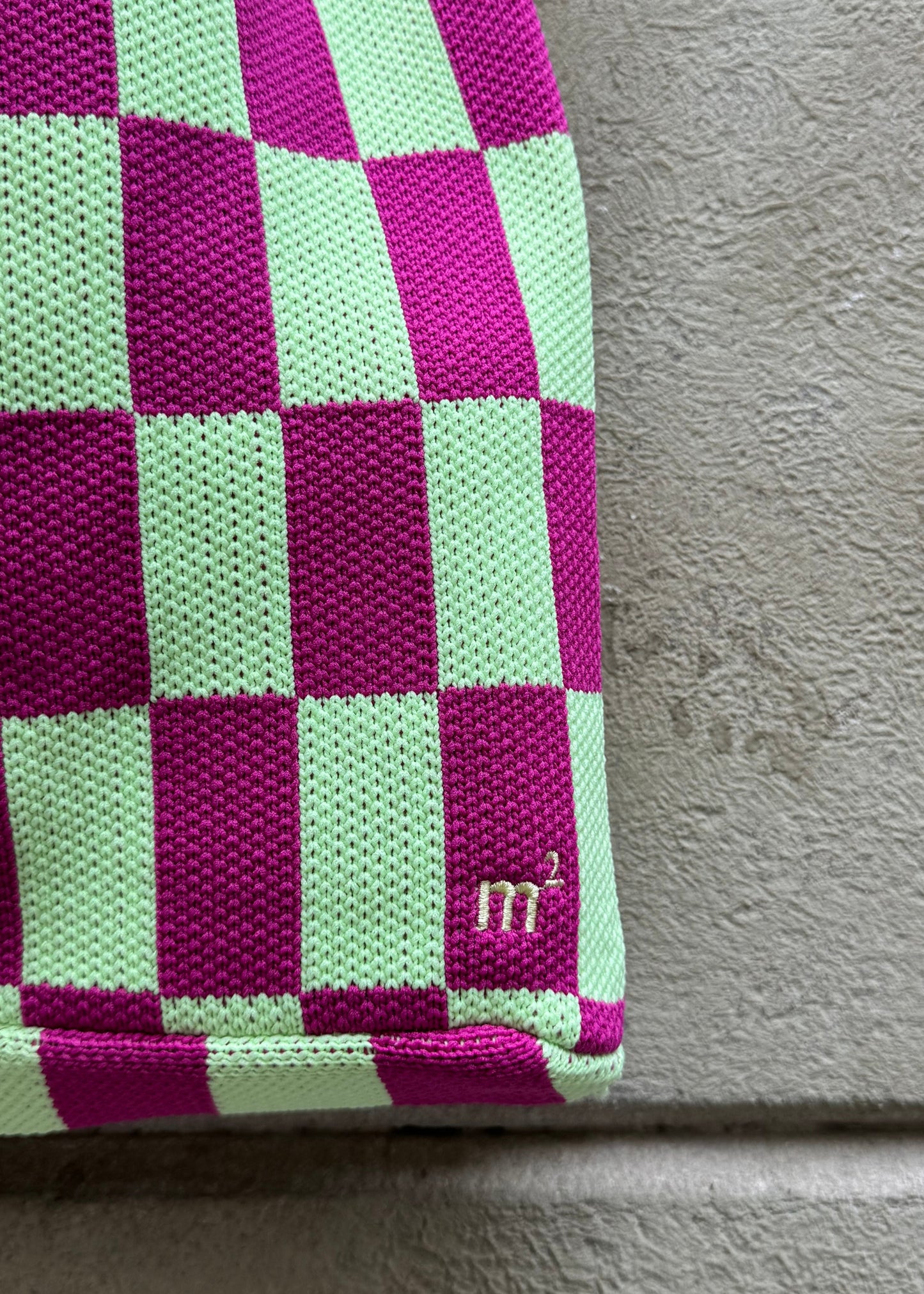 CHECKED SHOULDER BAG - LIME&MAGENTA