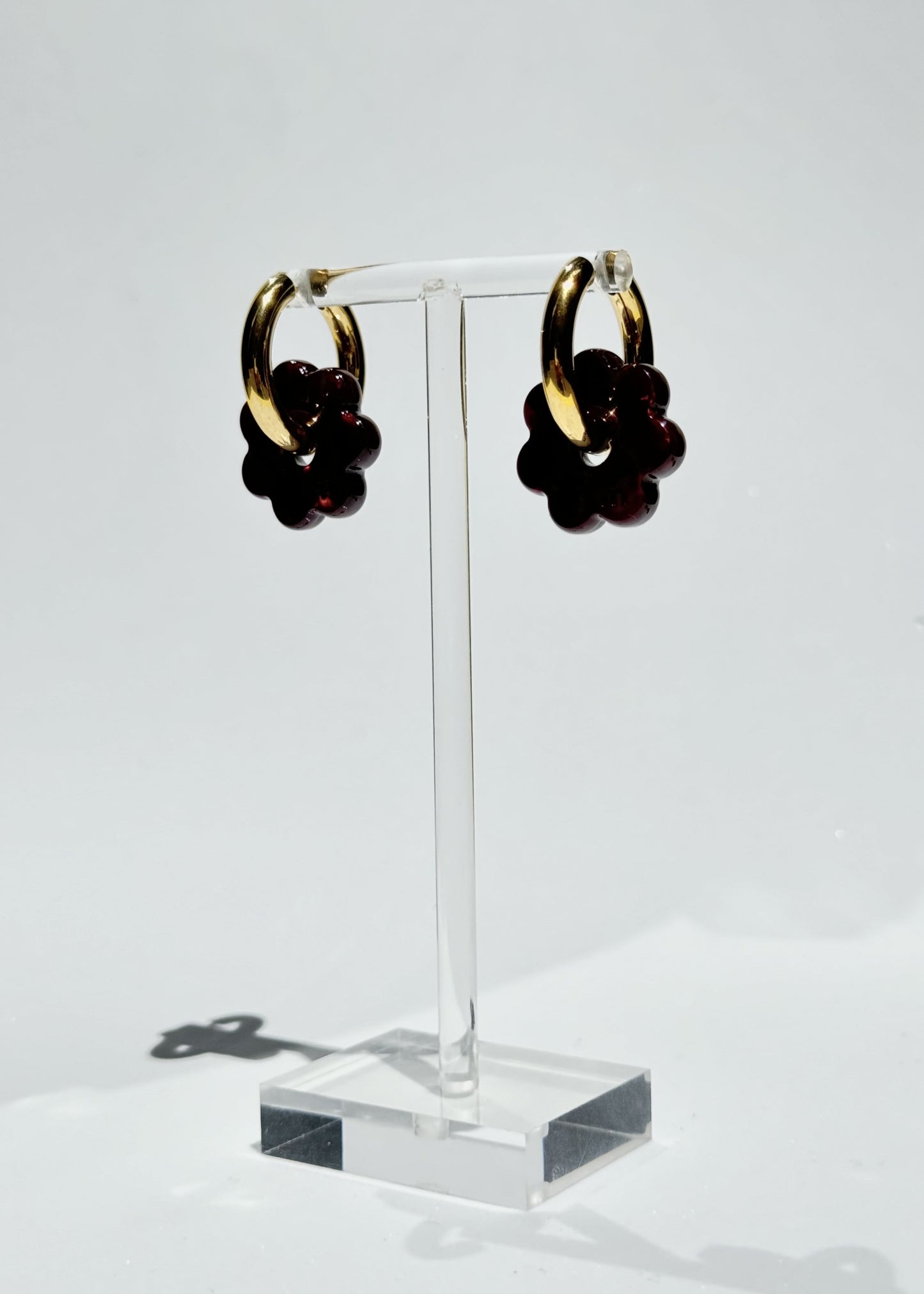 DAISY FLOWERS EARRINGS - BURGUNDY