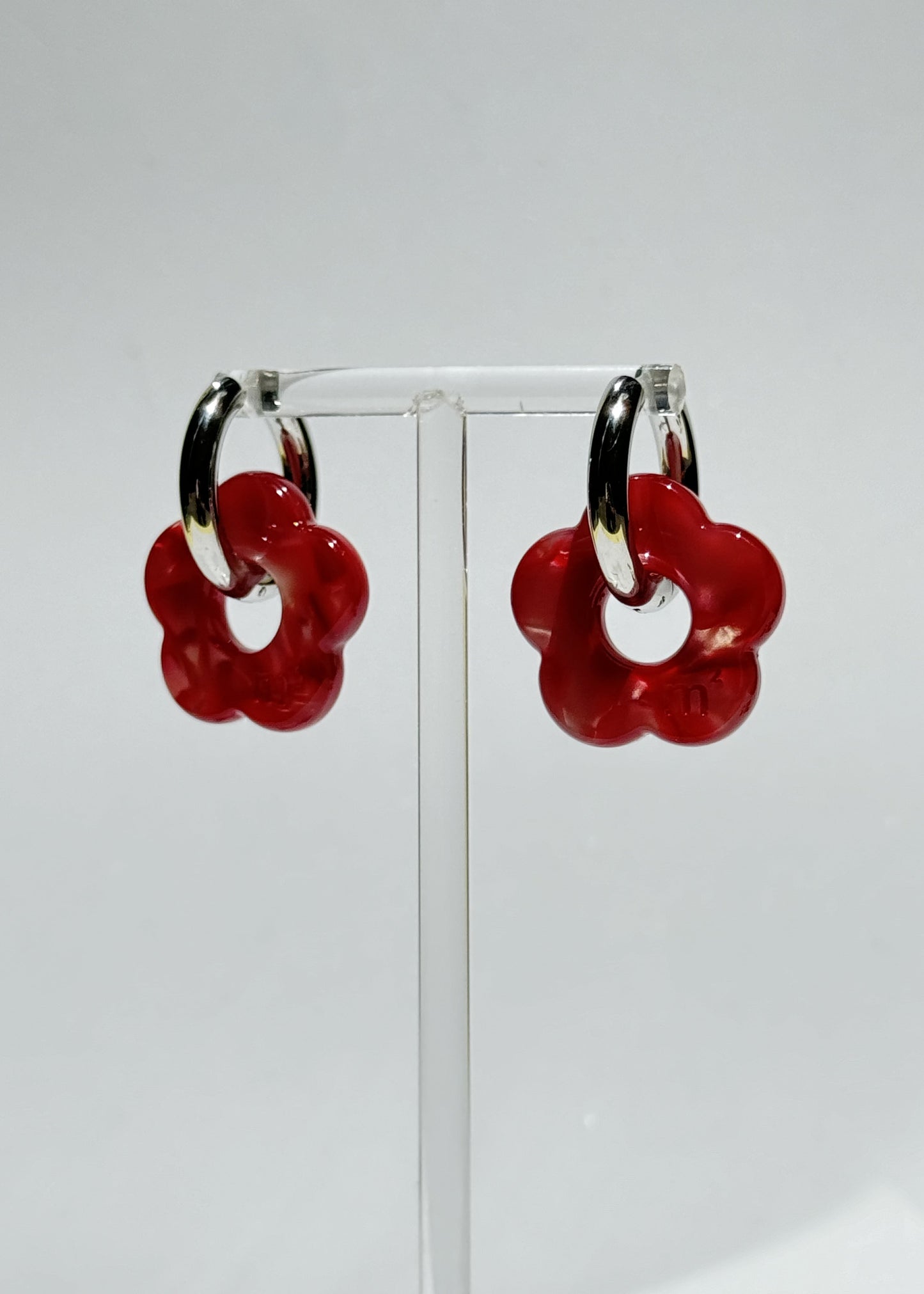 FLOWERS EARRINGS - BRIGHT RED