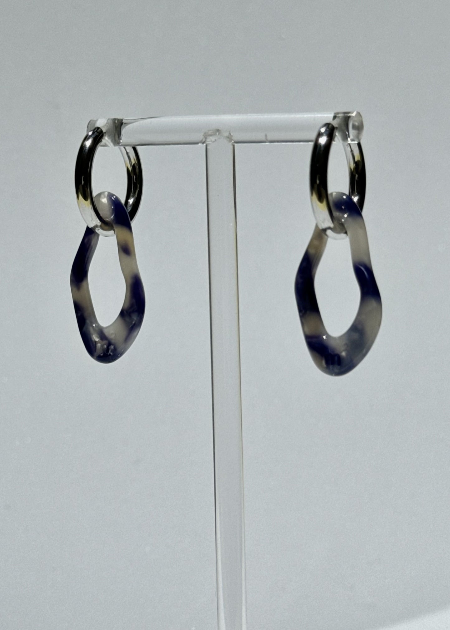 ORGANIC EARRING - MARBLED BLUE