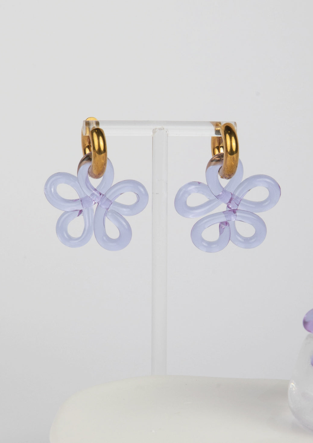 GLASS FLOWERS EARRINGS - LILAC