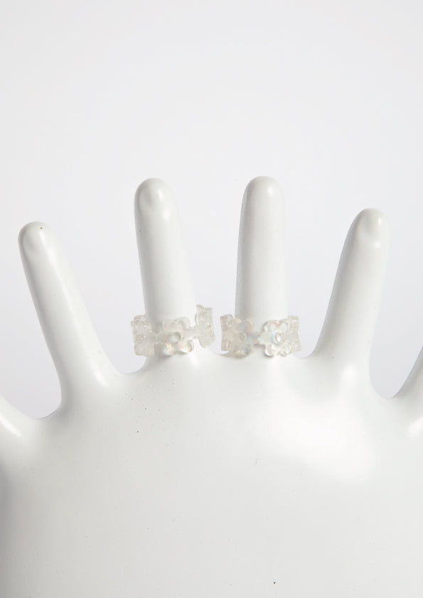 FLOWERS RING - PEARL TRANSPARENT