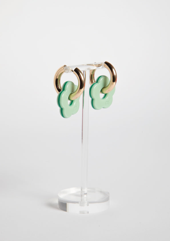 FLOWERS EARRINGS - LIGHT GREEN