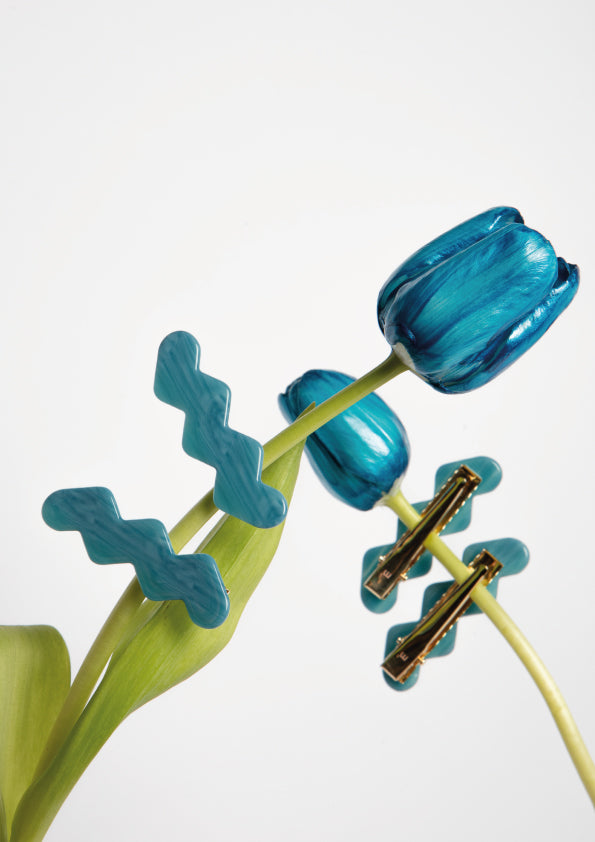 RAY HAIR CLIP - MARBLED BLUE