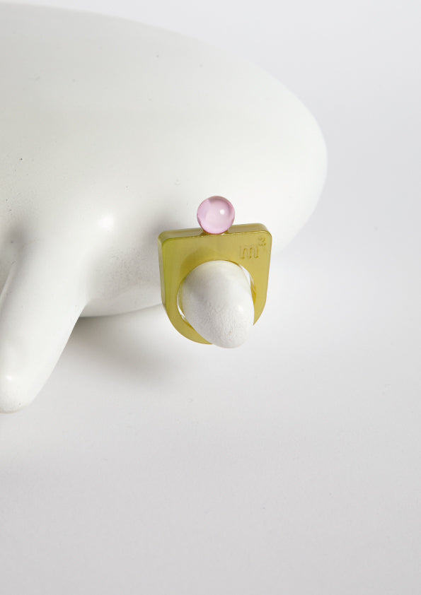 STONE RING - GREEN&PINK