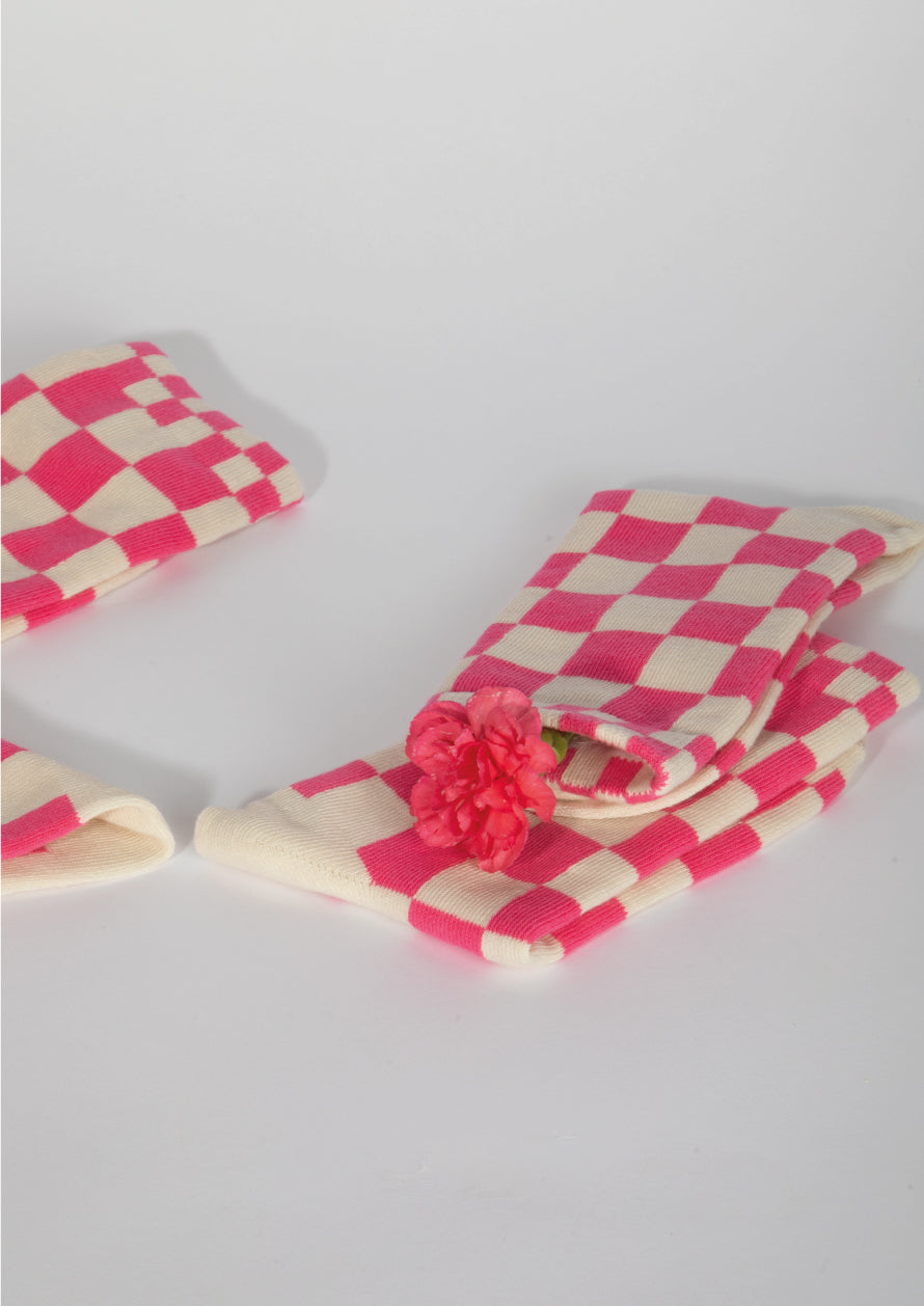 CHECKED SOCKS - FUCHSIA