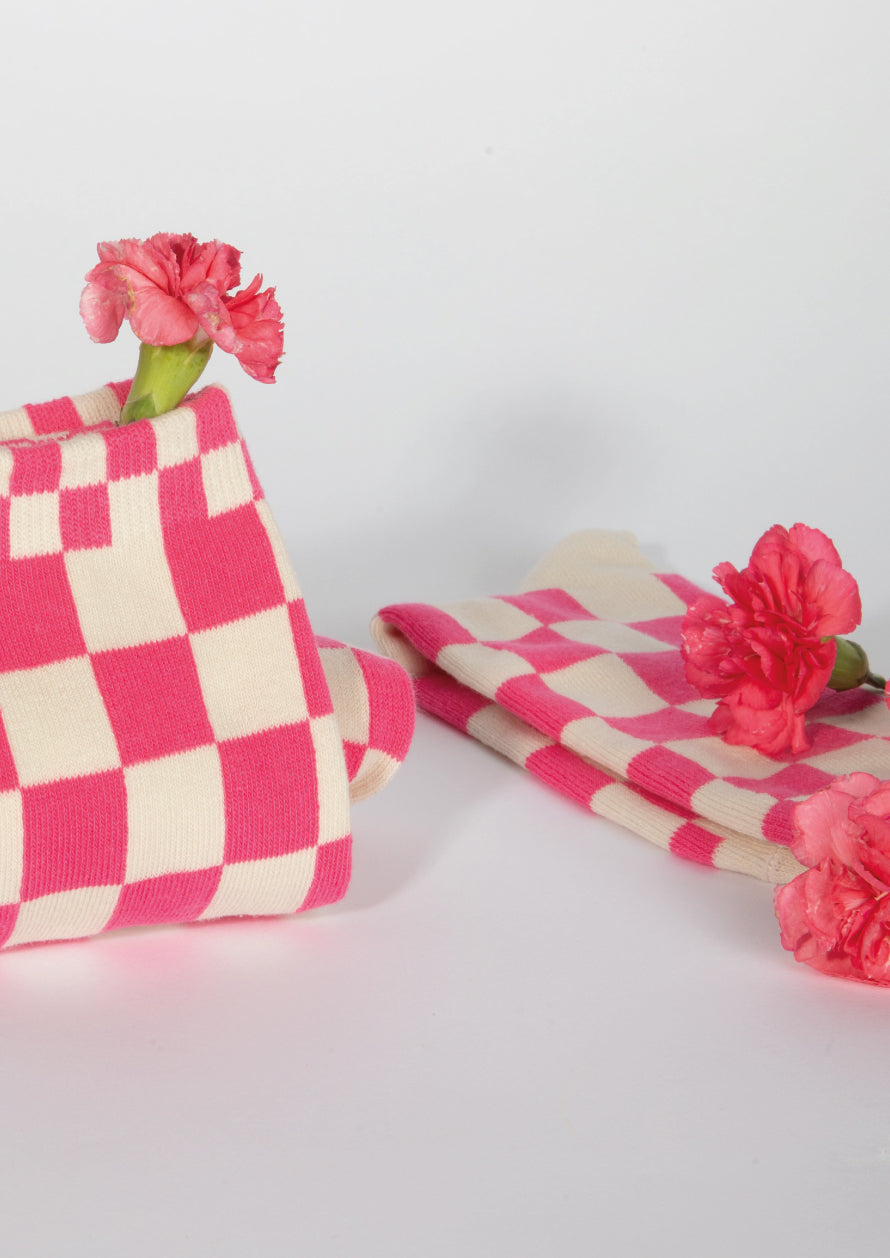 CHECKED SOCKS - FUCHSIA