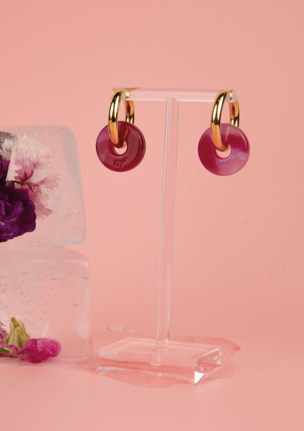 CIRCLE EARRINGS - PEARL FUCHSIA