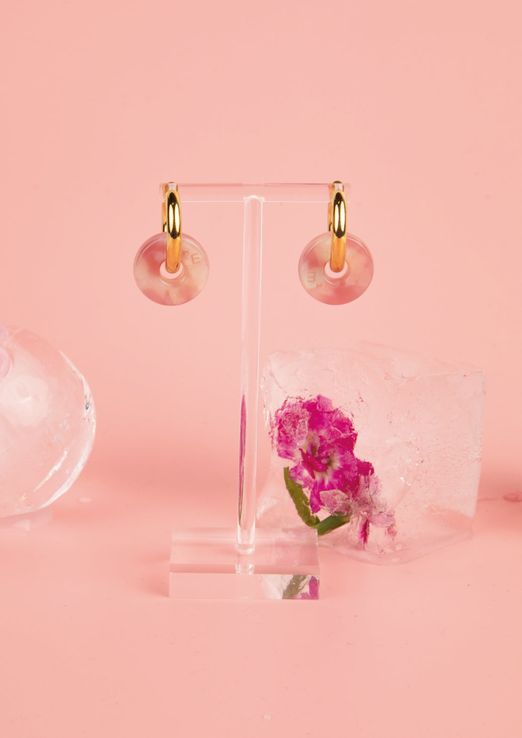 CIRCLE EARRINGS - PINK&WHITE