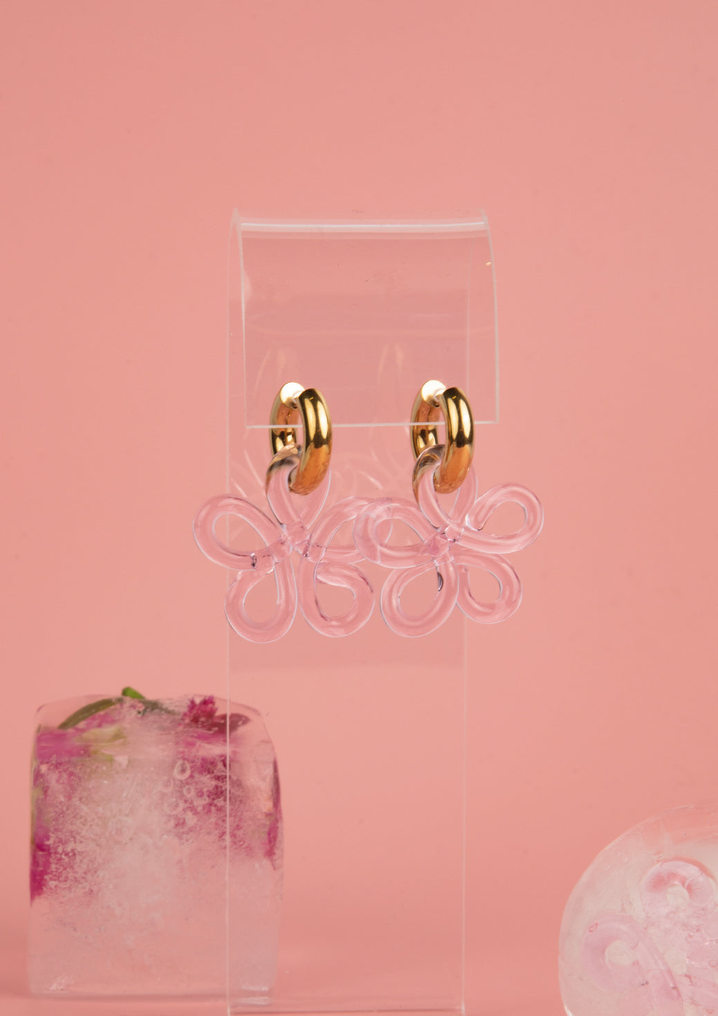 GLASS FLOWERS EARRINGS - PINK