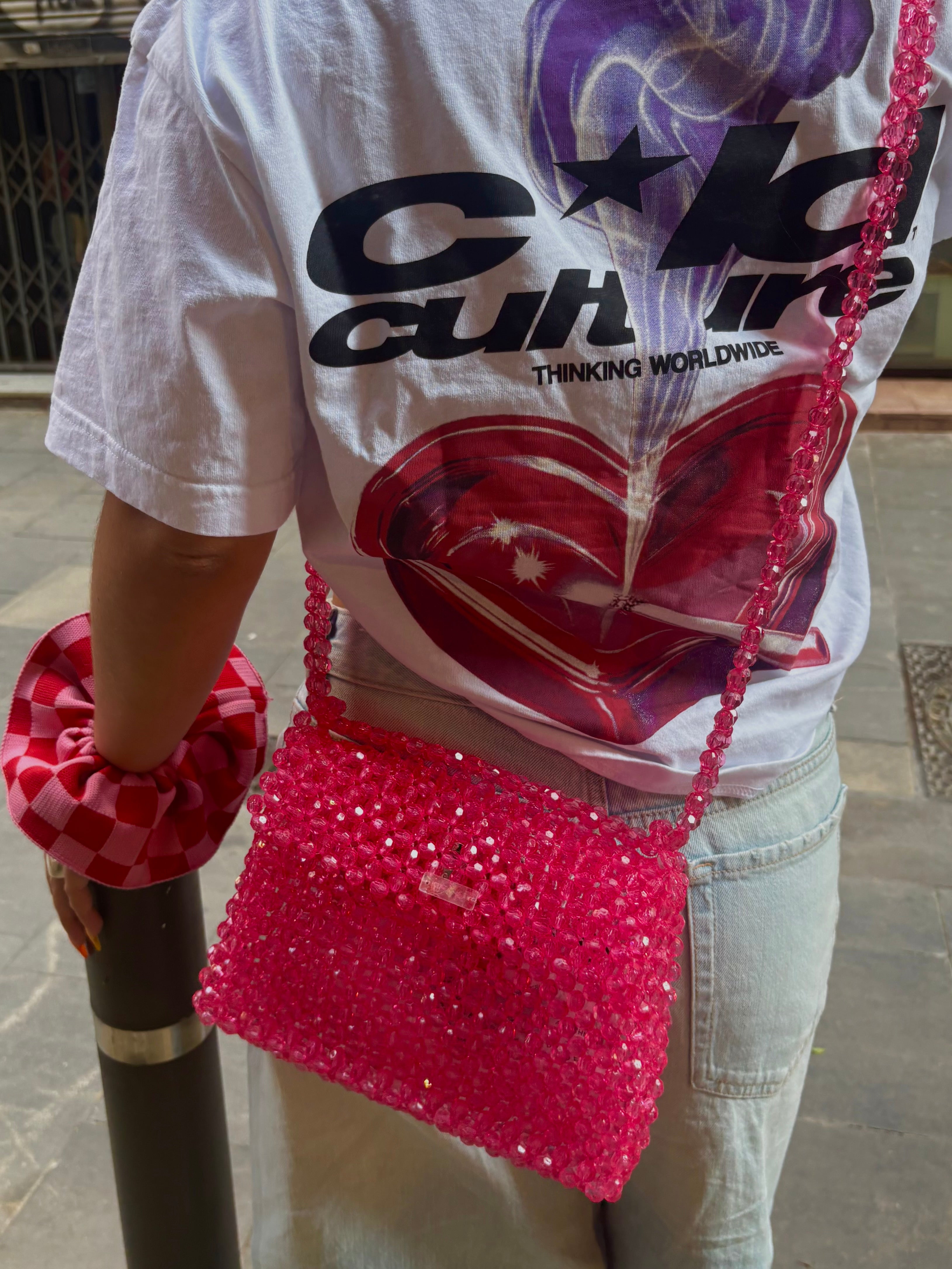 BEADED BAG / 2IN1 PINK