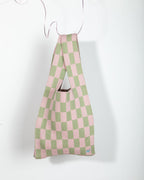 CHECKERED MARKET BAG - STRAWBERRY&PISTACCHIO
