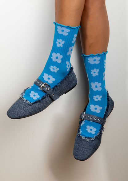 METRO FLOWERS SOCKS - BRIGHT BLUE