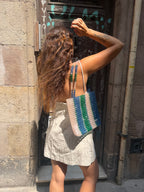 TOTE BEADED BAG / GREEN