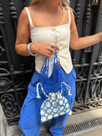 NET BEADED BAG / BLUE