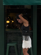 BEADED BAG / BLACK FRINGES