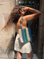 TOTE BEADED BAG / GREEN