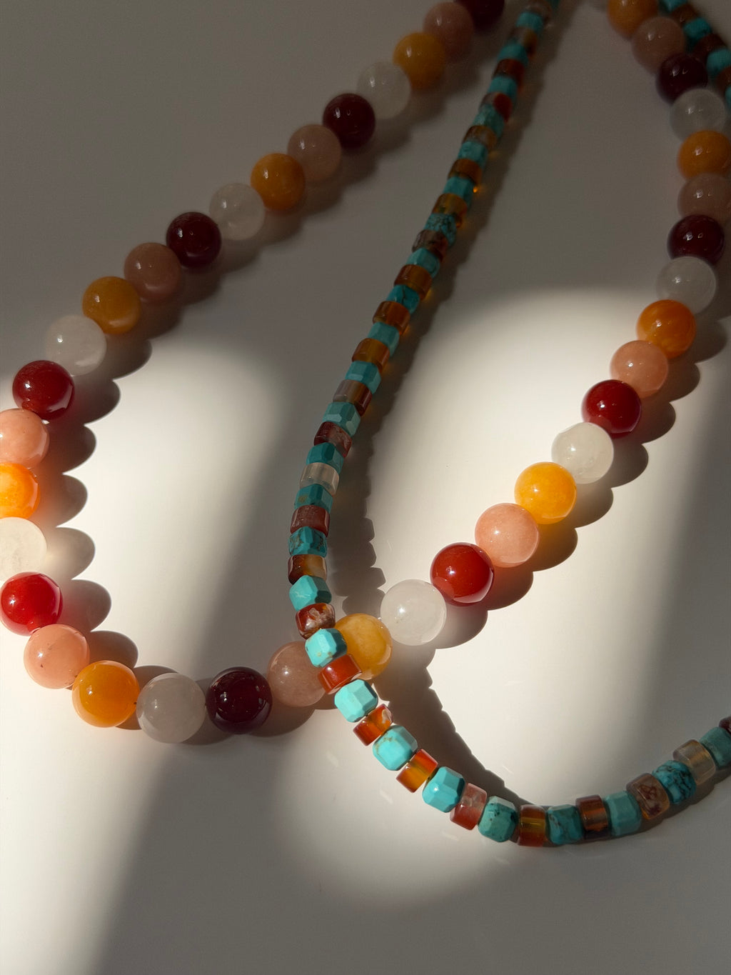 NATURAL STONES NECKLACE - ORANGE MIX