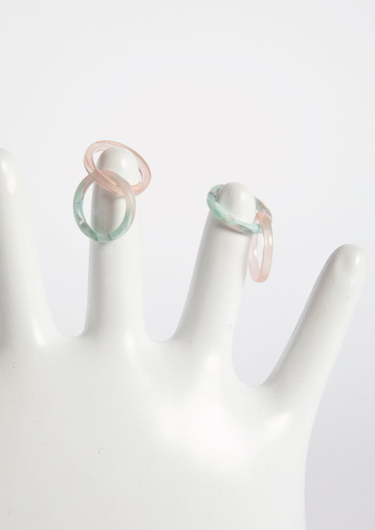 DOUBLE RING - PINK&MARBLEDBLUE