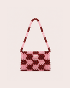CHECKERED BEADED BAG / BURGUNDY - PRE ORDER