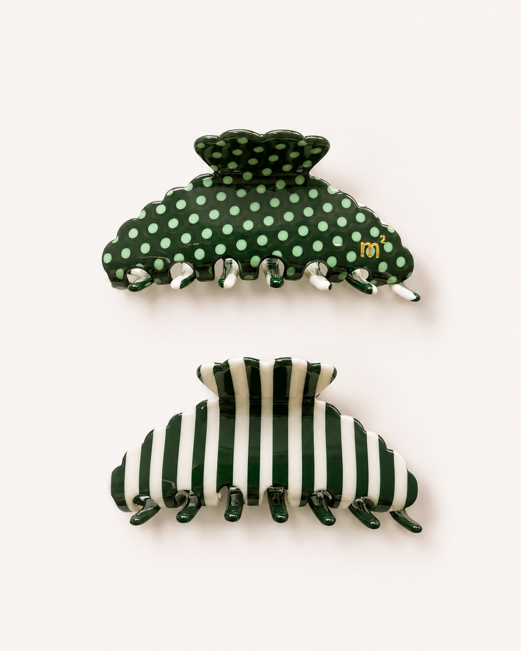 DUAL PRINT CLAW - GREEN&CREAM