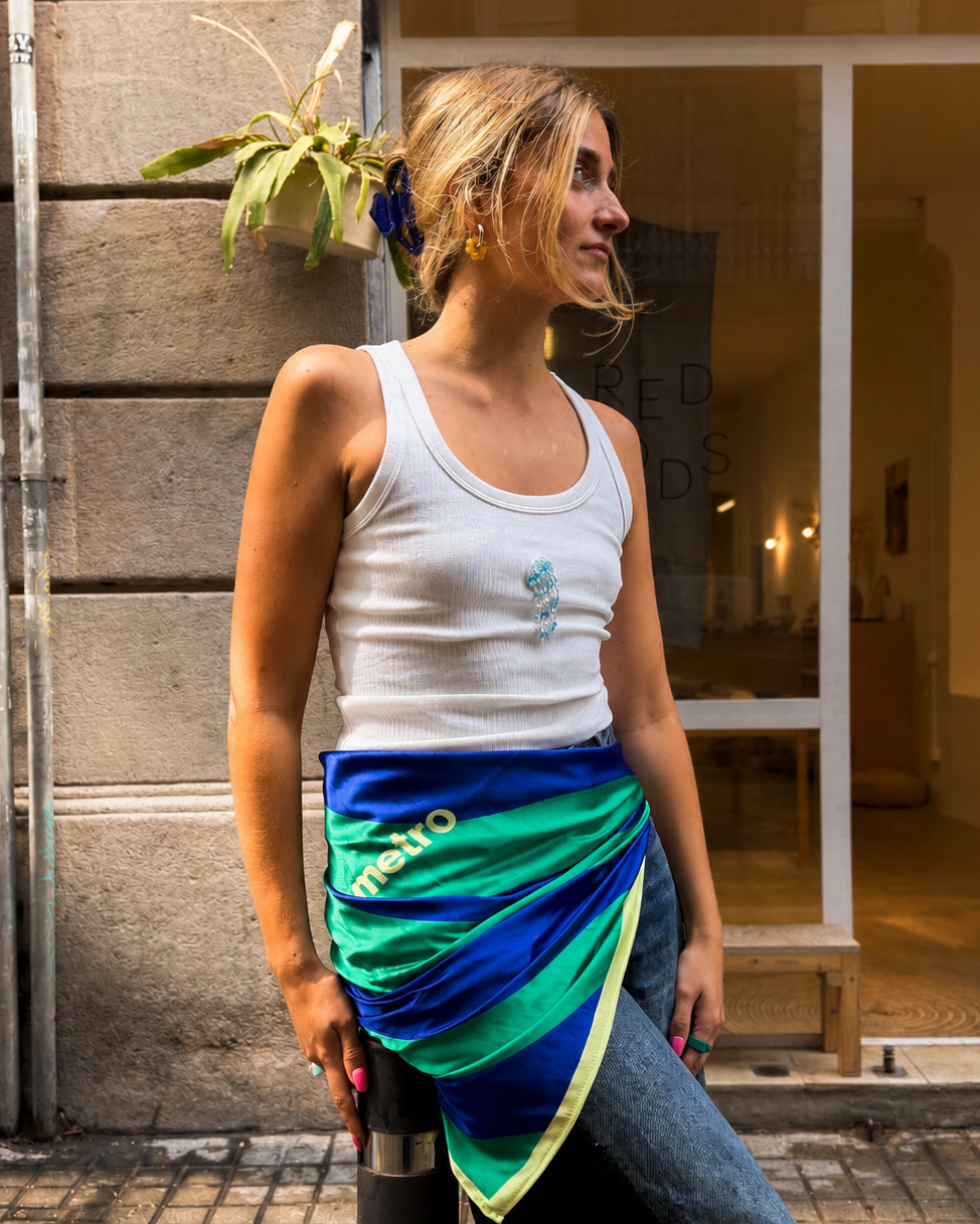 EMBROIDERED TANK TOP - BLUE JELLYFISH