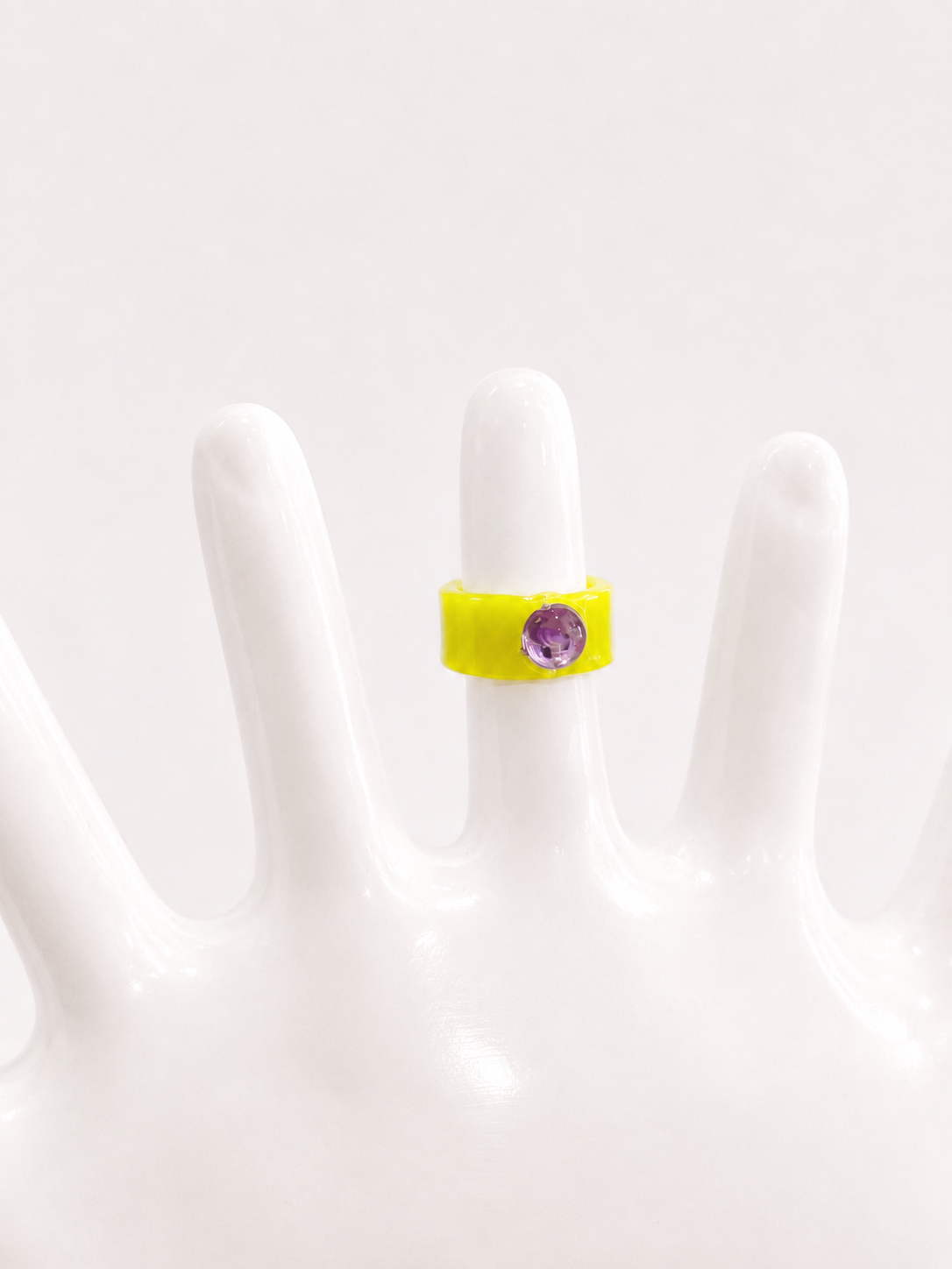 HALF STONE RING -GREEN/PINK