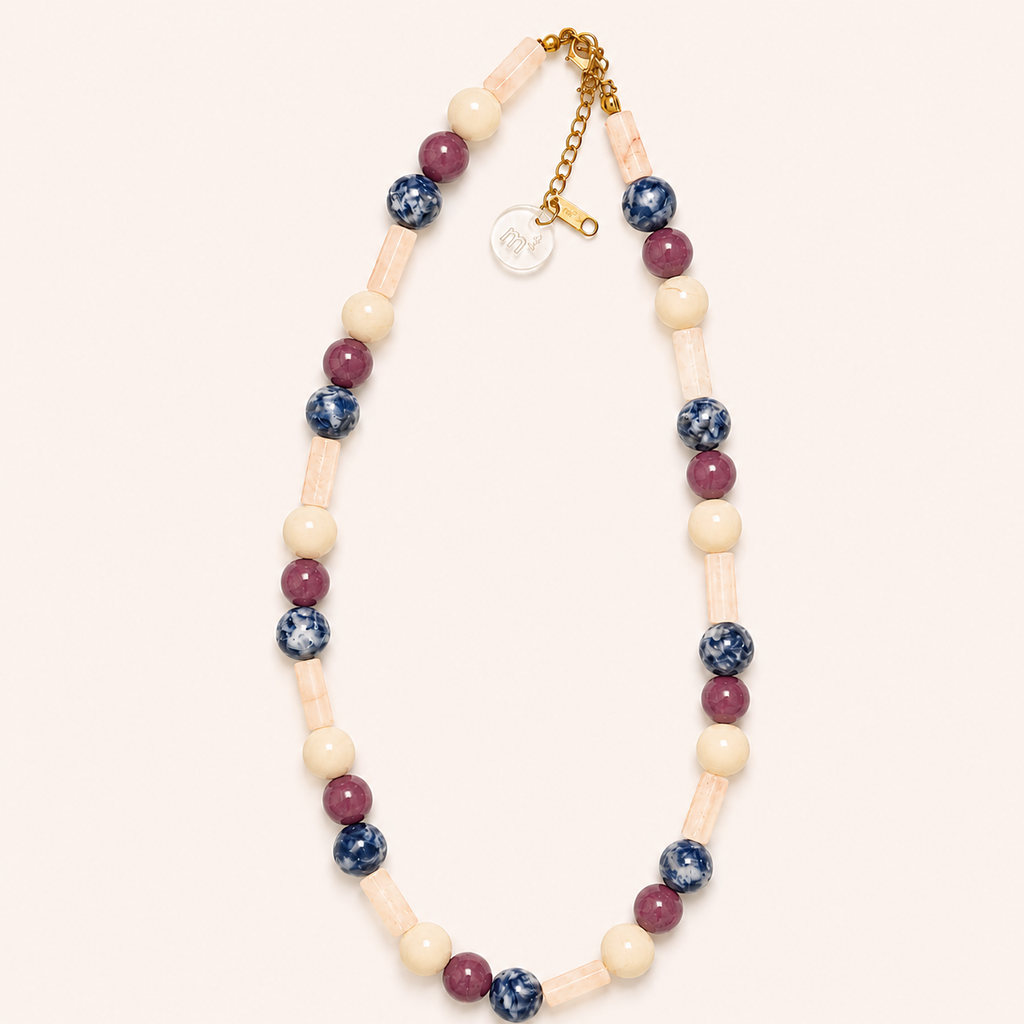 NATURAL STONES NECKLACE - BERRY SKY