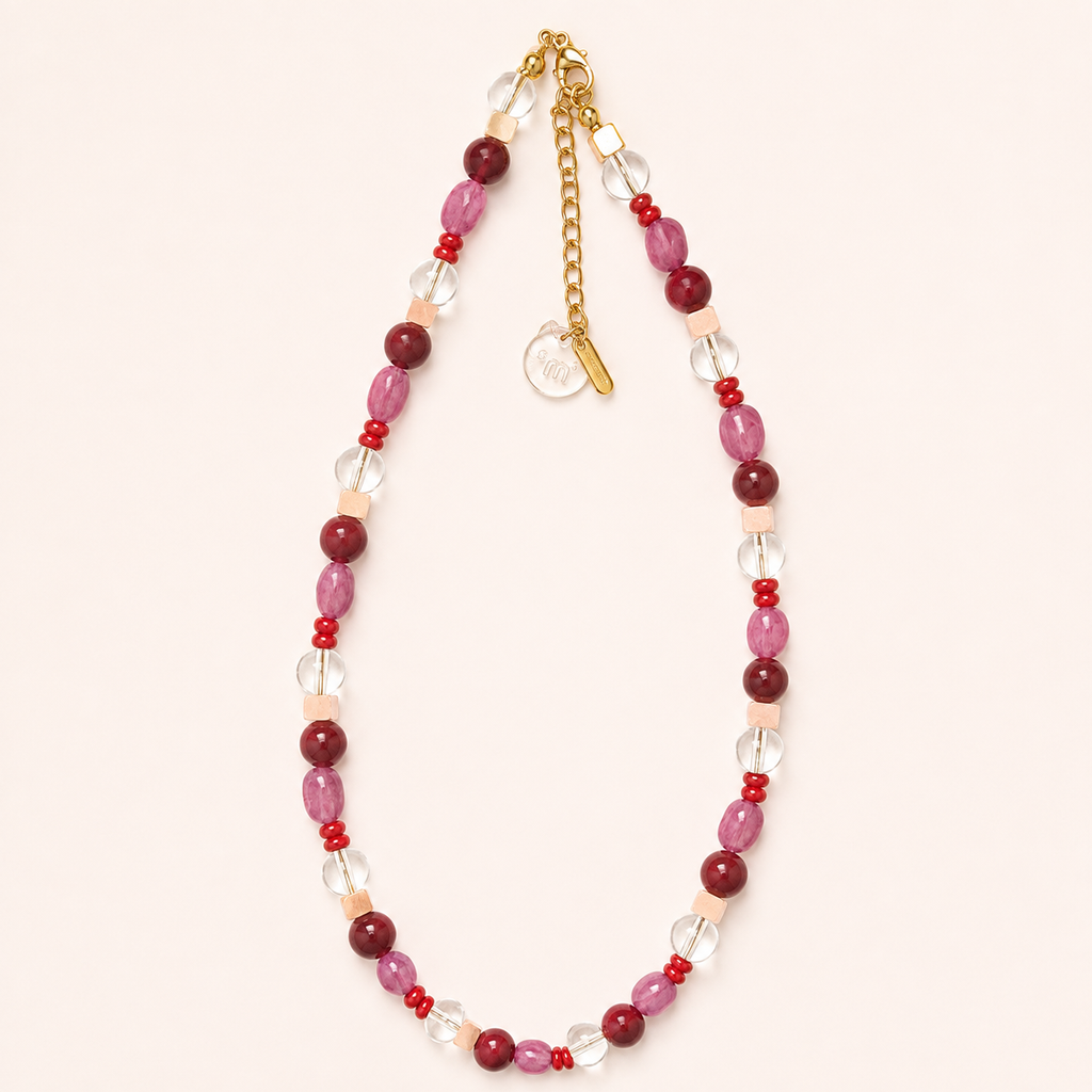 NATURAL STONES NECKLACE - CHERRY BLOOM