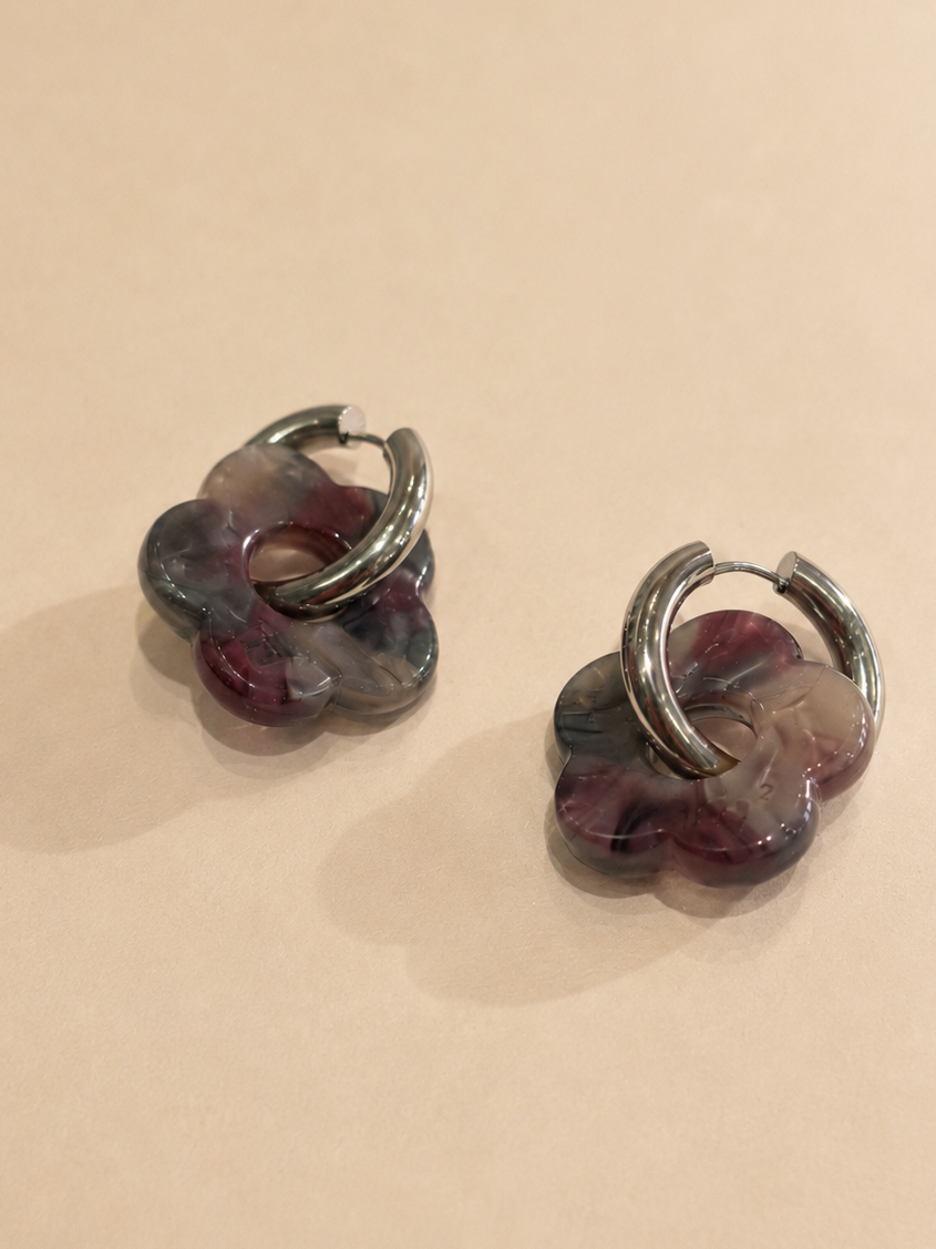 FLOWERS EARRINGS - BLACK&RED