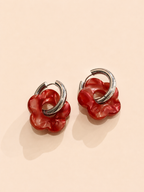FLOWERS EARRINGS - BRIGHT RED