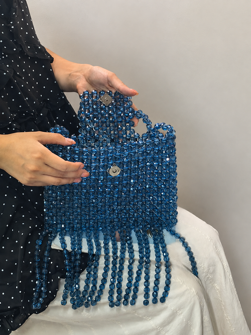 BEADED BAG / BLUE