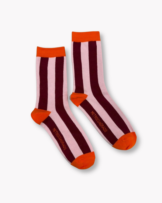 STRIPED SOCKS - PINK&BURDEOS