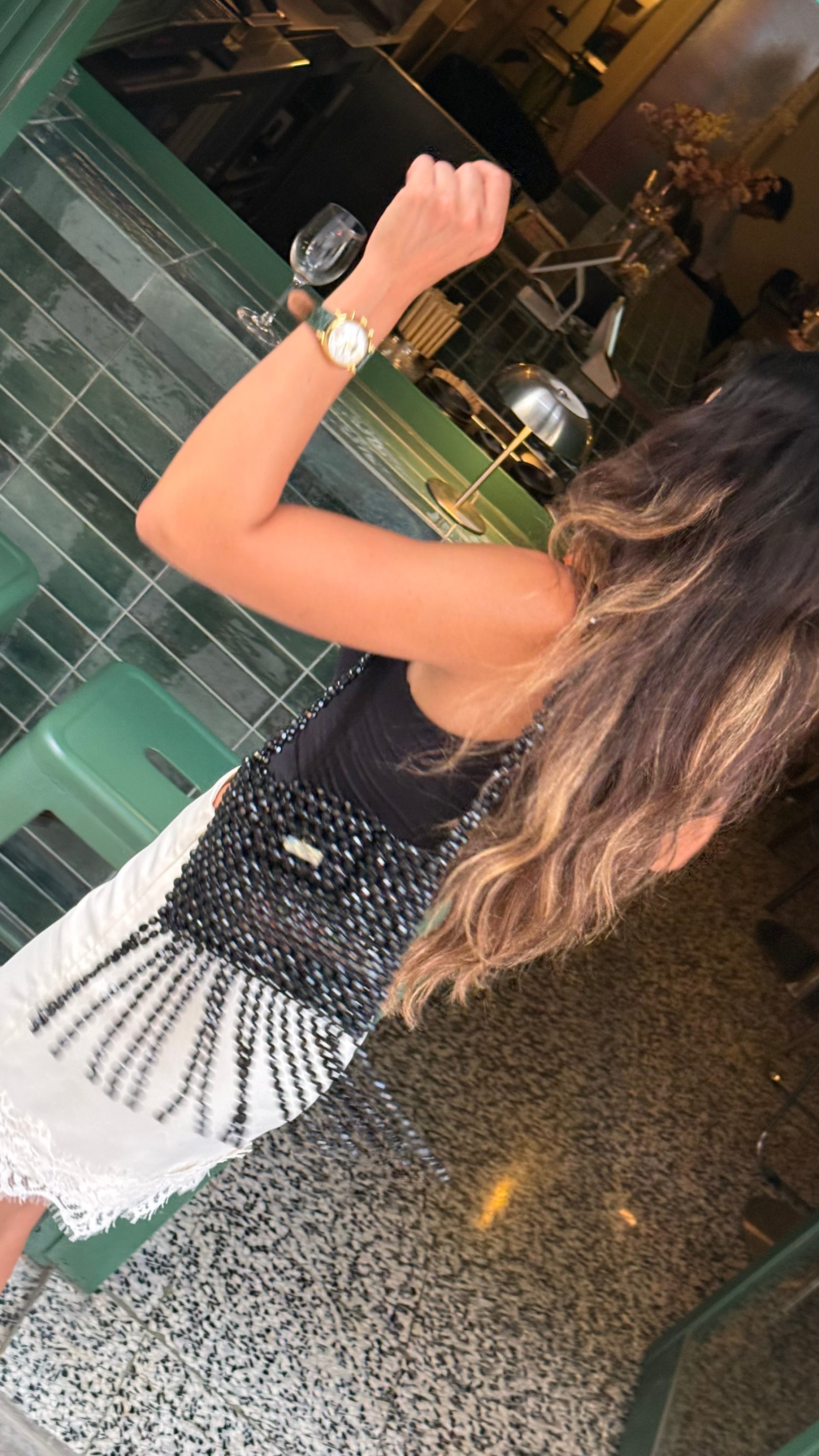 BEADED BAG / BLACK FRINGES