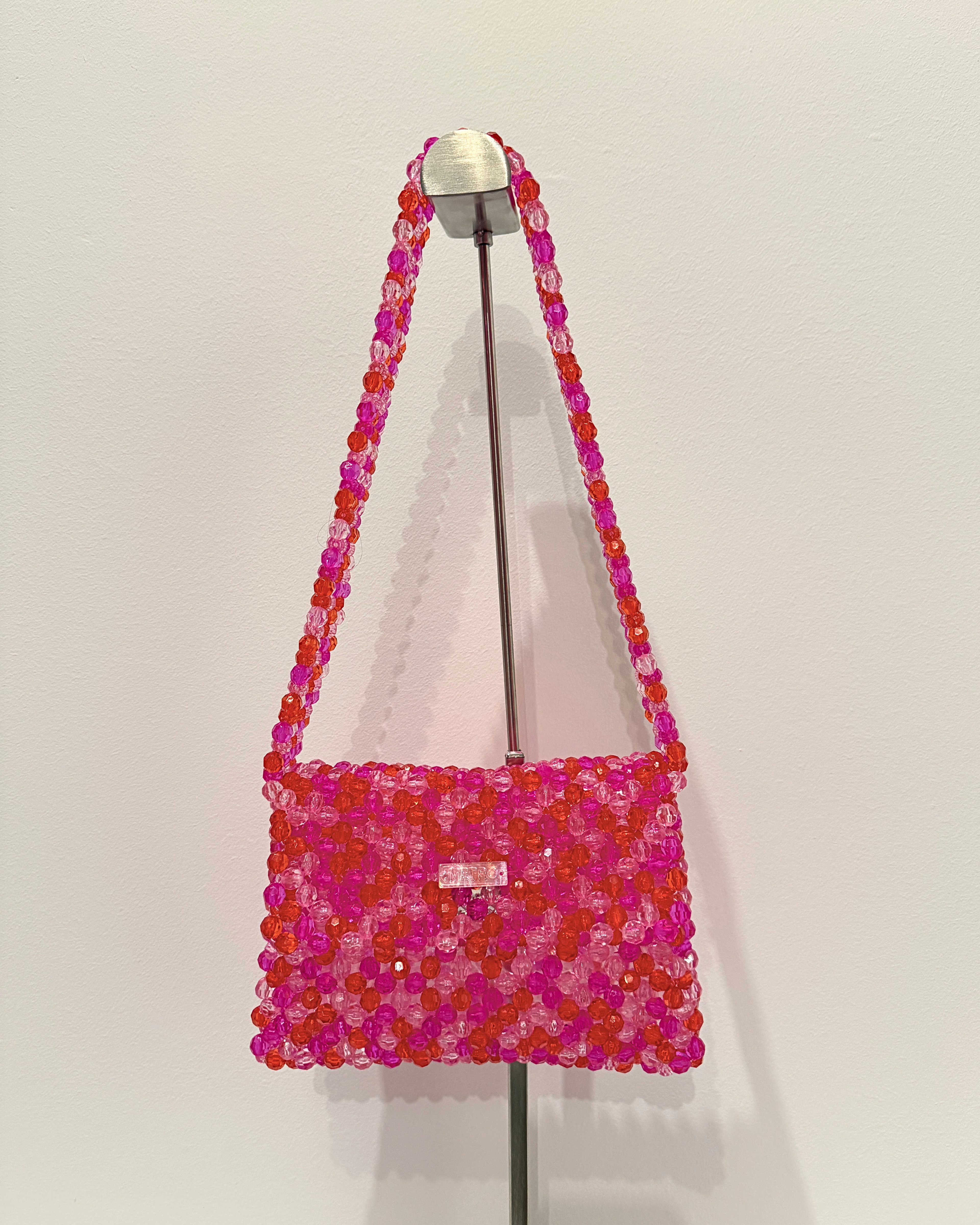 BEADED BAG - FUCHSIA&RED