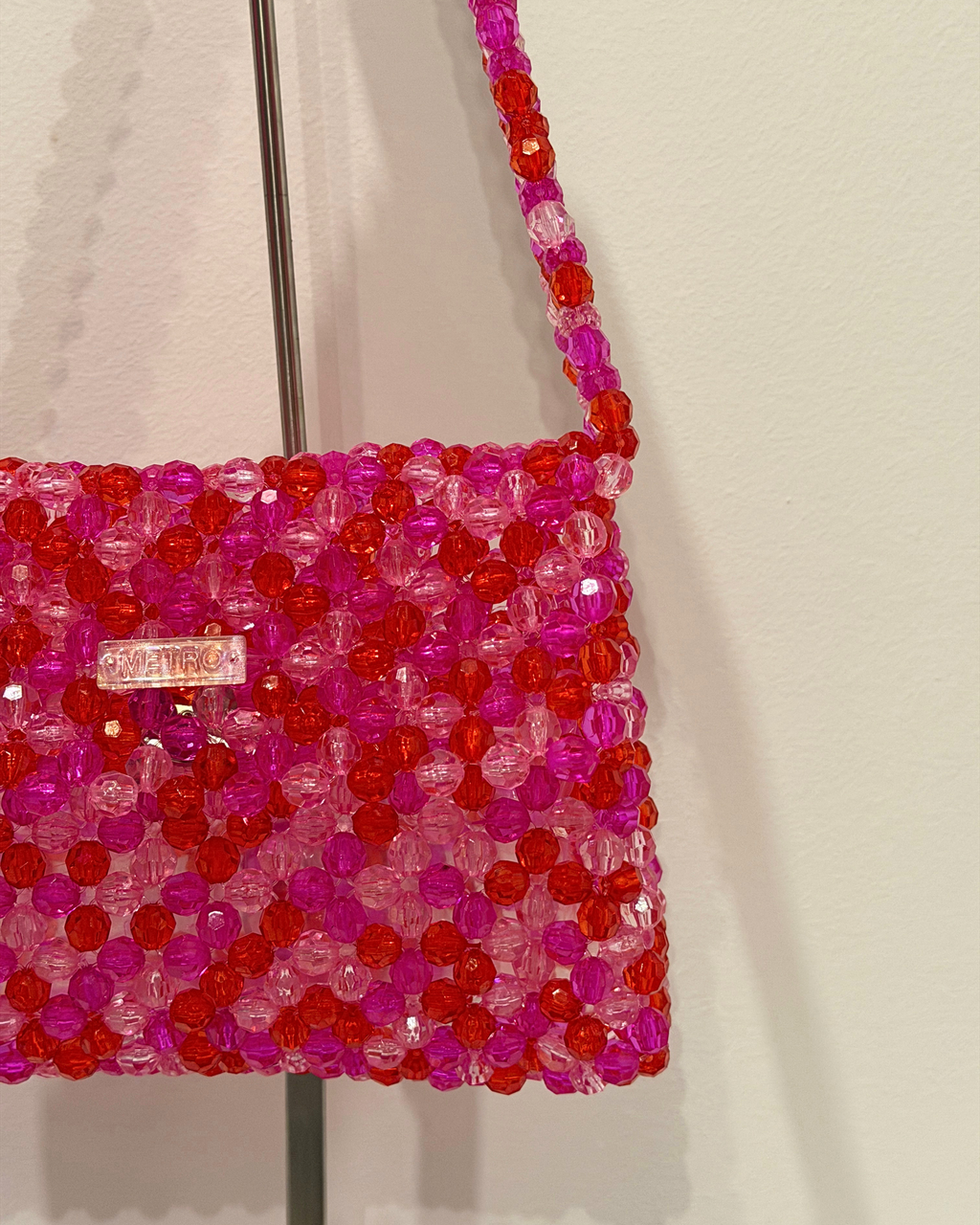 BEADED BAG - FUCHSIA&RED